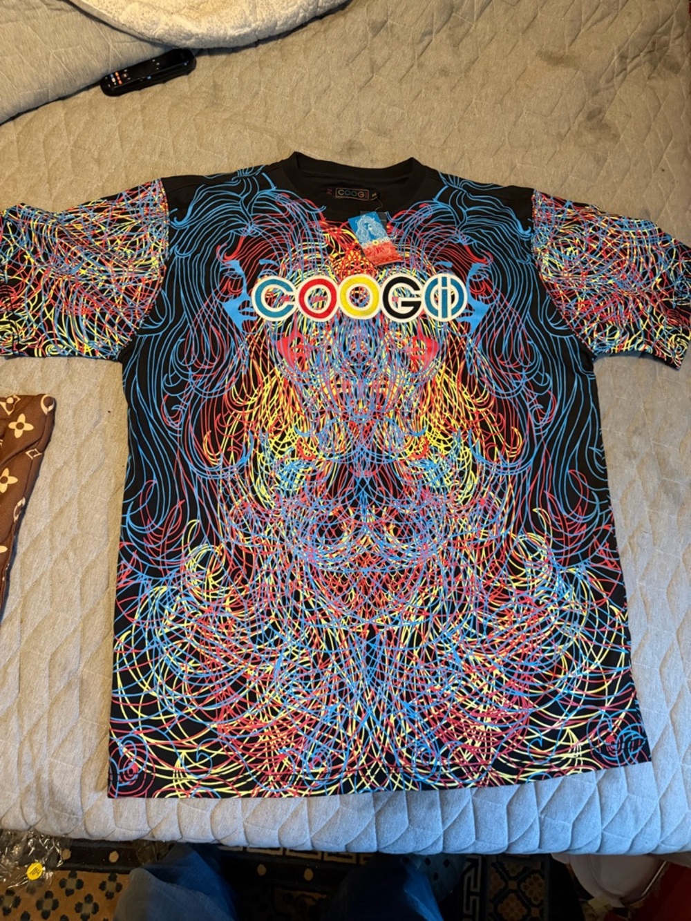 COOGI Black Multicolor Swirl Logo Tee